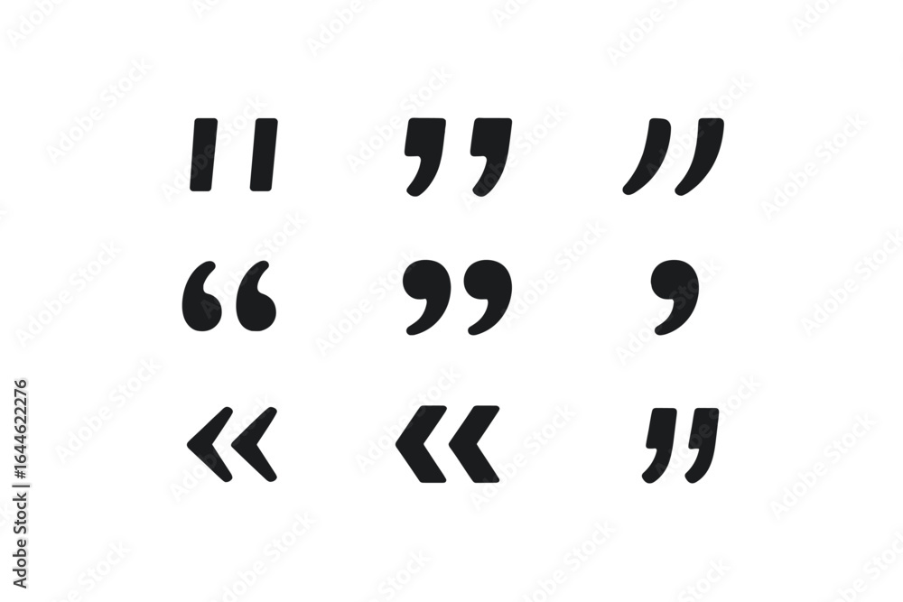 Poster vector set of quotation marks. different types of quotes for typography, grammar, and print design. 