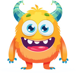 A charming digital illustration depicts a cute cartoon monster radiating warmth and happiness