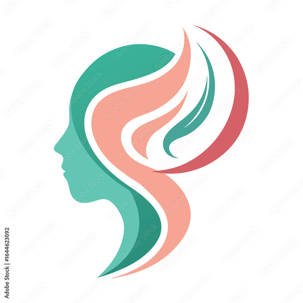 Poster clean abstract swirl design forming a human like shape with vibrant colors and flowing lines