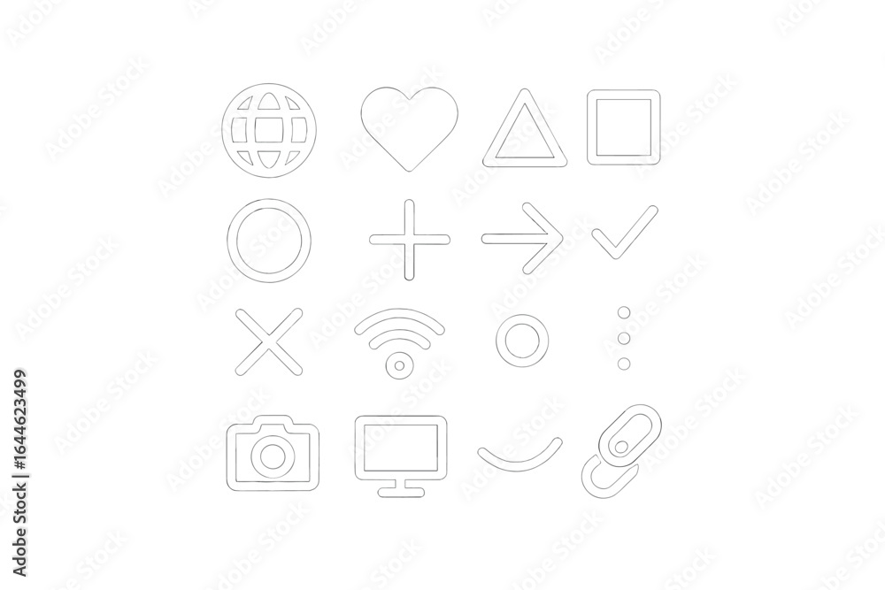 Poster set of universal line icons for web design and mobile app ui. minimalist outline symbols for interfa