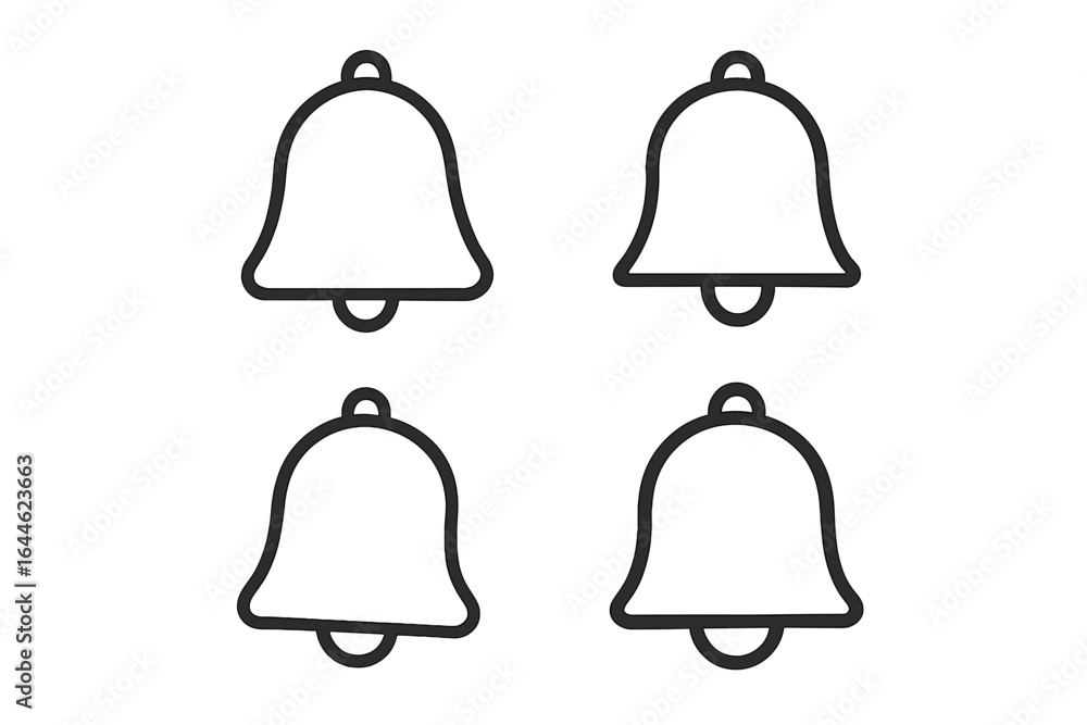 Poster notification bell icon set. simple line art collection of alert and reminder symbols. for ui ux desi