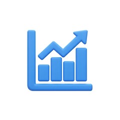 Blue 3D chart with upward arrow icon