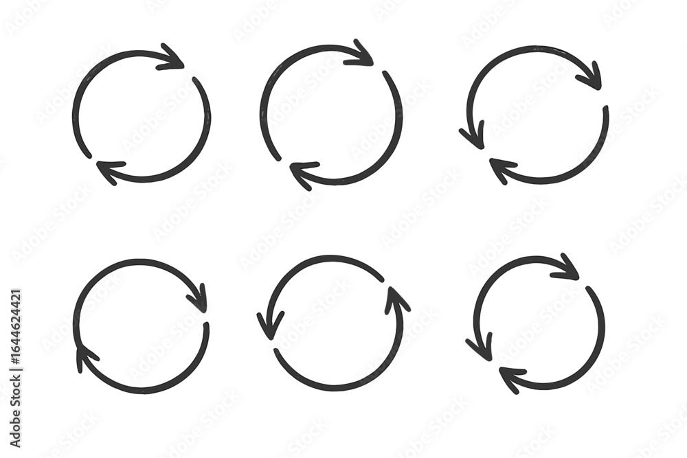 Poster hand drawn circle arrows vector set. sketch doodle icons for infographics, process visualization. sy