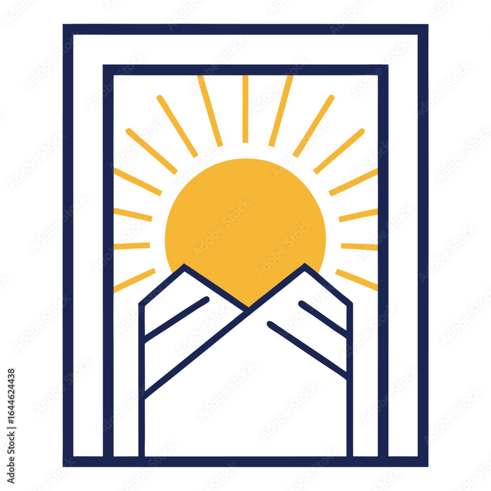 Poster minimalist geometric frame design with a sophisticated visual appeal and clean lines suitable for va