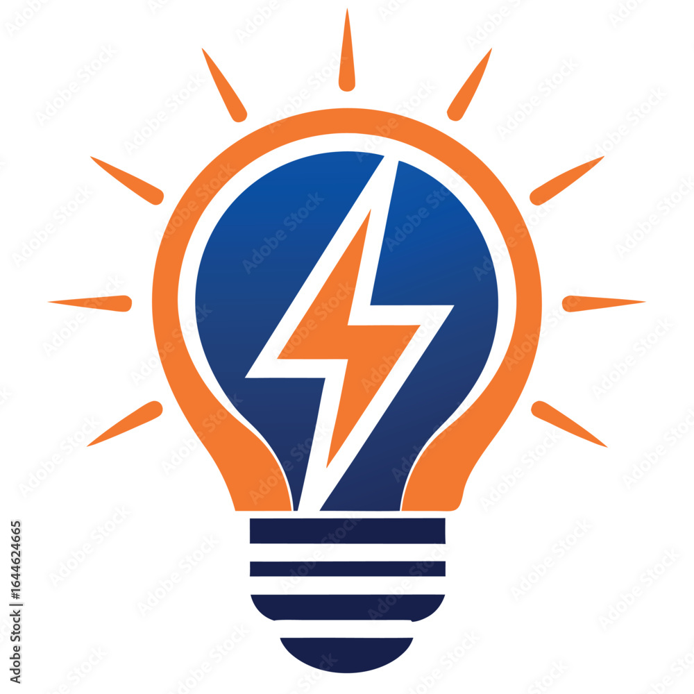 Poster conceptual illustration of a bright idea represented by a sharp spark inside a glowing light bulb sy
