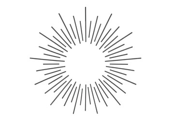 Hand drawn sunburst vector element. Retro starburst frame with radial rays. Vintage light explosion design. Doodle sketch style firework or sunshine burst icon.