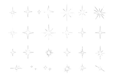 Twinkle star vector set. Sparkle, burst, and shine icon collection. Light glow effect symbols for design. Minimalist linear geometric shapes. Abstract illustration.