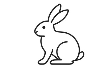 Simple rabbit outline sketch. Cute bunny line art icon. Minimalist hare vector logo for Easter or pet concepts. Clean animal wildlife graphic design illustration.