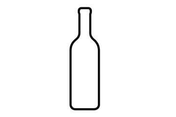 Minimalist wine bottle outline vector. Simple line art icon for alcohol, beverage & drink branding. Elegant design for restaurant menu, winery logo, or bar sign.