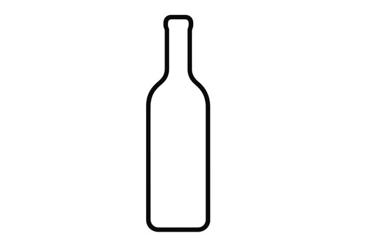 Minimalist wine bottle outline vector. Simple line art icon for alcohol, beverage & drink branding. Elegant design for restaurant menu, winery logo, or bar sign.