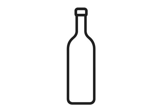 Wine bottle outline vector icon. Minimalist line art for alcohol and beverage branding. Simple black and white illustration for logo, menu, or web design. Modern drink symbol.