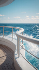 Fototapeta premium Ocean Adventure Yacht Balcony View Seascape Nature Waves Horizon Relaxation Travel Summer Vacation Serenity Blue Sea Journey Tranquility Scenic 