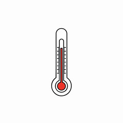 Simple Vector Illustration of a Red and Black Thermometer Showing High Temperature