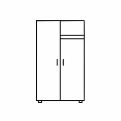 Simple Outline of a Two-Door Wardrobe with Upper Compartment