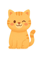 Adorable orange tabby kitten winking playfully, cartoon style illustration.
