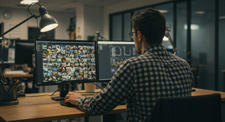 Focused Designer at Work in a Modern Office