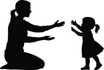 Silhouette of parent and child bonding, emotional connection, family love, parenting moment, childhood development, happy family, togetherness, interaction, care.