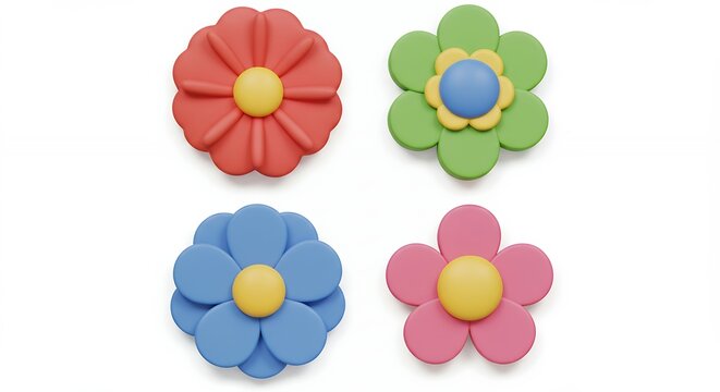 Colorful cartoon flower shapes for decoration