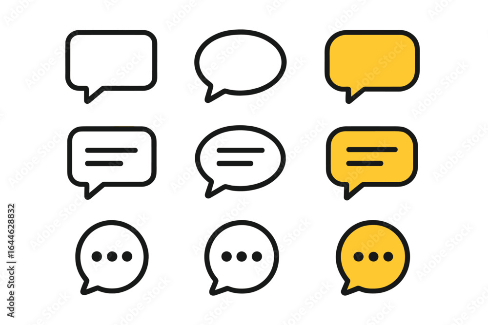 Poster speech bubble vector icon set. chat message, comment, and dialogue symbols. communication, talk, and