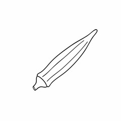 Obraz premium Simple Black and White Illustration of a Single Okra Pod