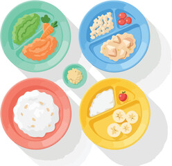 Baby Food Portions on Divided Plates.