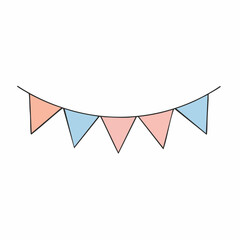 Pastel Party: Hanging Triangle Bunting with Peach and Sky Blue Flags
