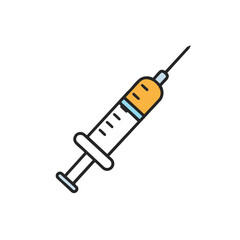 Colorful Medical Syringe with Liquid Ready for Injection, Healthcare Concept.