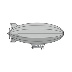 Fototapeta premium Stylized Gray Airship with Visible Propellers and Cabin Windows Illustration