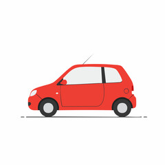 Fototapeta premium Side Profile of a Compact Red Hatchback Car