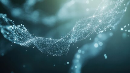 Abstract digital structure with network visualization on dark teal