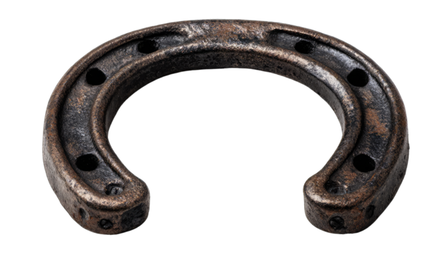 Rusty horseshoe, isolated, close-up
