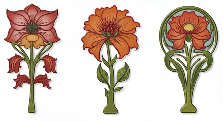 Decorative floral art nouveau style illustration
