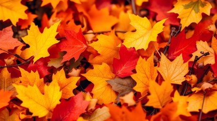 Close-up of an autumn scene bursting with vibrant colors and dynamic shapes