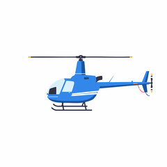 Stylized Blue Helicopter with White Stripes and Yellow Tipped Rotor Blades