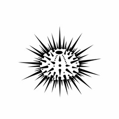 Obraz premium Stylized Black Sea Urchin with Spikes and Geometric Pattern Illustration