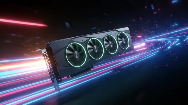 High-performance graphics card in dynamic motion scene