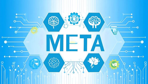 Metaverse technology concept with brain icons and connected circuit diagrams