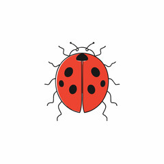 Stylized Ladybug Illustration with Symmetrical Black Spots and Delicate Antennae