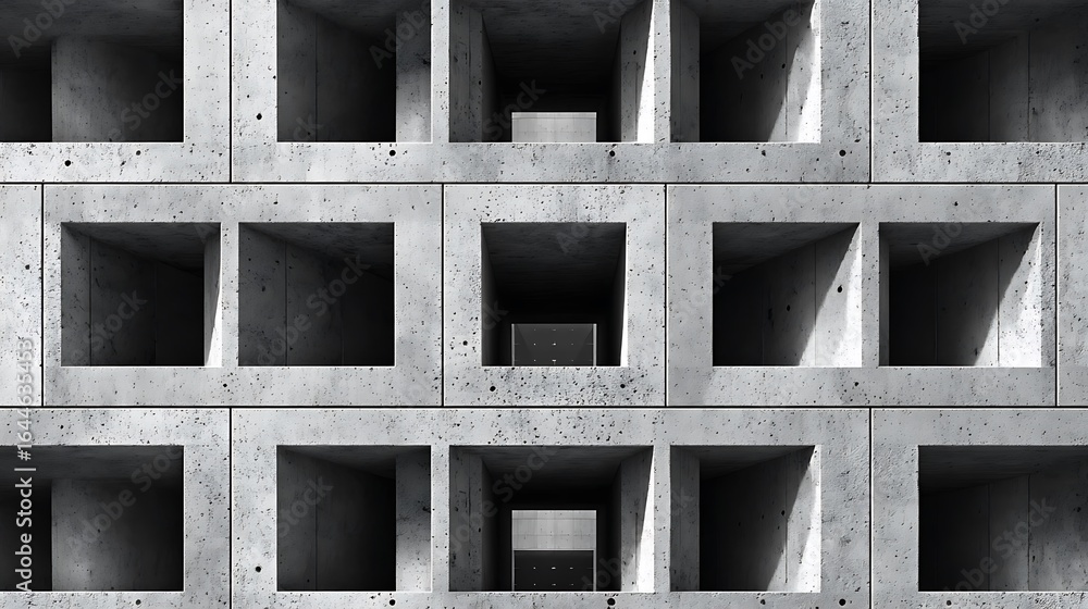 Aufkleber modern concrete architecture featuring textured cube patterns and shadows