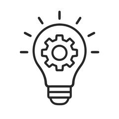 Innovative light bulb with gear inside glowing brightly representing creativity and technology