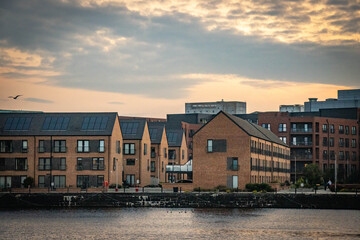 docks, houses in leith, edinburgh, harbour, scotland