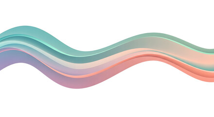 Abstract Wavy Lines in Pastel Colors on White Background