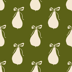 Hand drawn seamless pattern with pear fruit