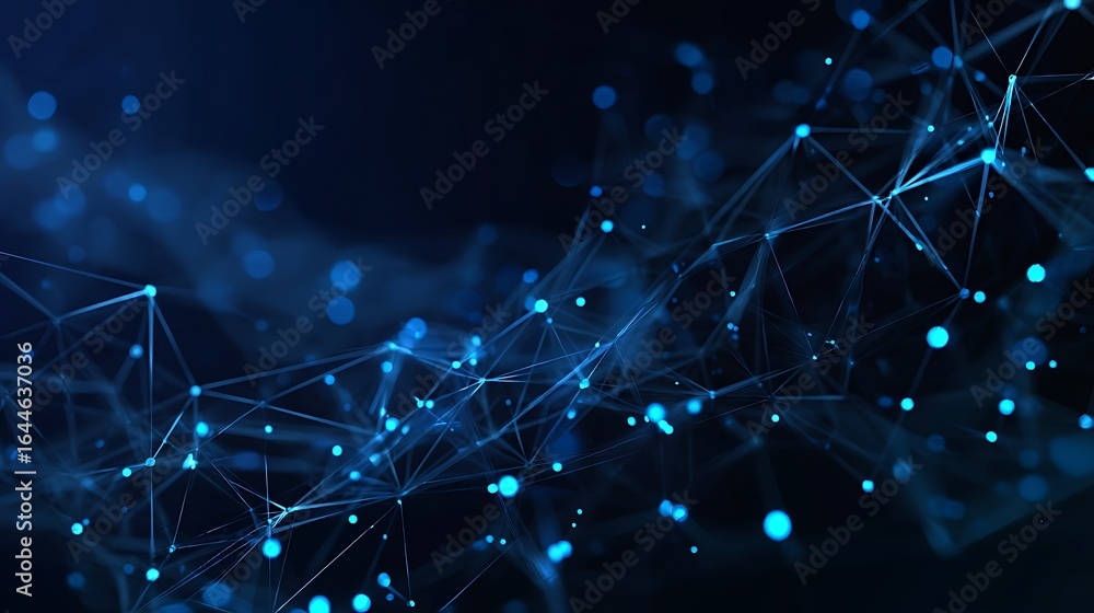 Aufkleber abstract blue lines and dots creating a futuristic digital network design