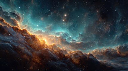 Fototapeta premium Vast nebula, swirling cosmic clouds, starry expanse