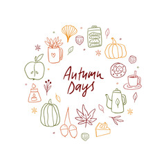 Hand drawn cozy autumn vector illustration