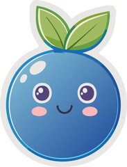 Obraz premium Cute cartoon blueberry with a smiling face, sweet fruit illustration 