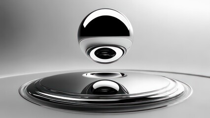 Floating sphere on reflective surface