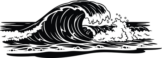 Fototapeta premium A single, powerful wave crests, embodying the raw energy and dynamic movement of the ocean, capturing the essence of nature's untamed beauty