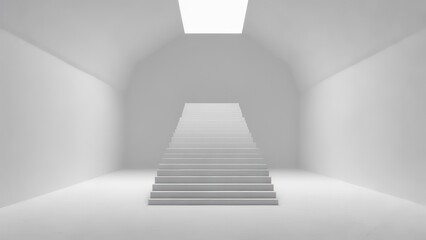 Empty white room with stairs